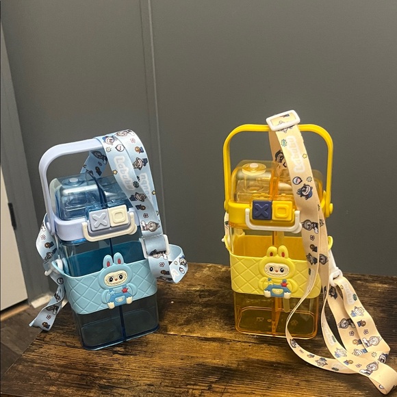 Labubu Other - Cute Character Water Bottle Duo - Blue & Yellow